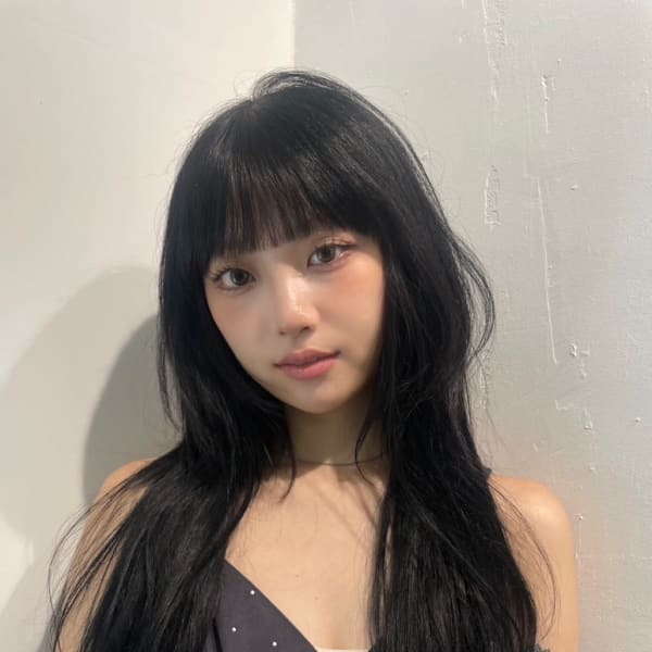 【YOKE】重ためバング顔周りレイヤーブルーブラック