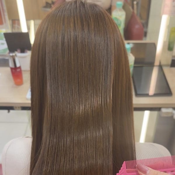 透明感カラー/ブリーチなしWカラー/髪質改善/伊勢原