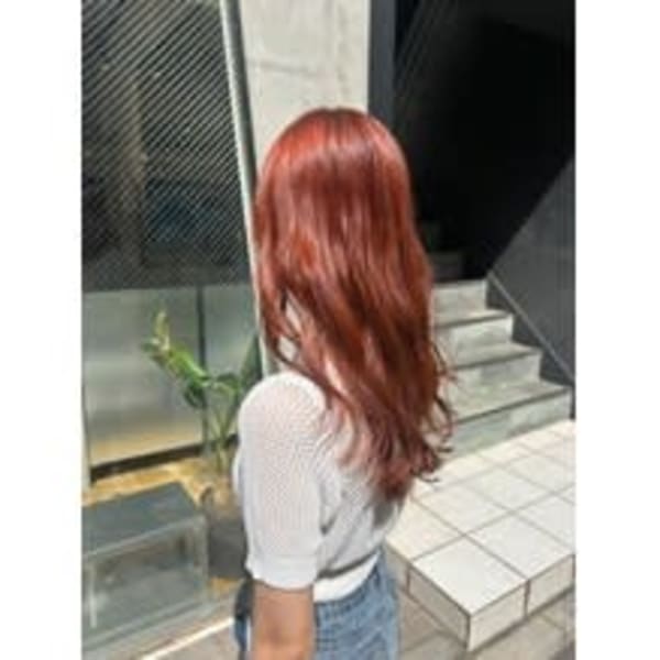 ブリーチなしオレンジ【イルミナカラー/髪質改善/縮毛矯正】