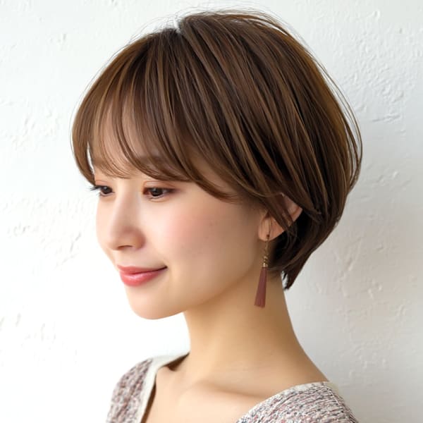 ショートボブ 美人ショート ベージュ 赤み消しカラー 40代