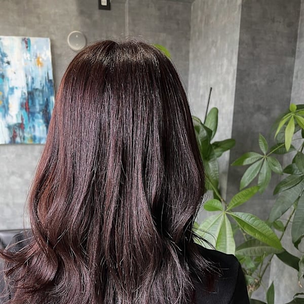 ラベンダーブラウン/艶感カラー/ミディアム/ロング|glac