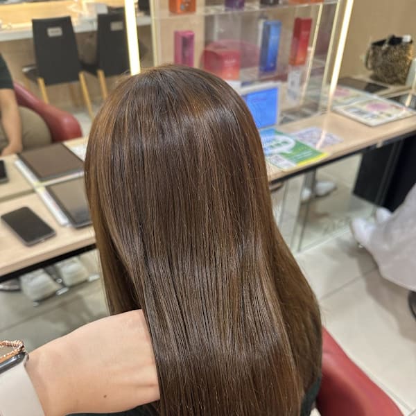 透明感カラー/ブリーチなしWカラー/髪質改善/伊勢原
