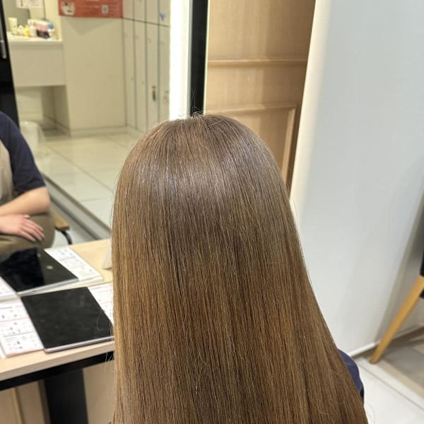 透明感カラー/ブリーチなしWカラー/髪質改善/伊勢原