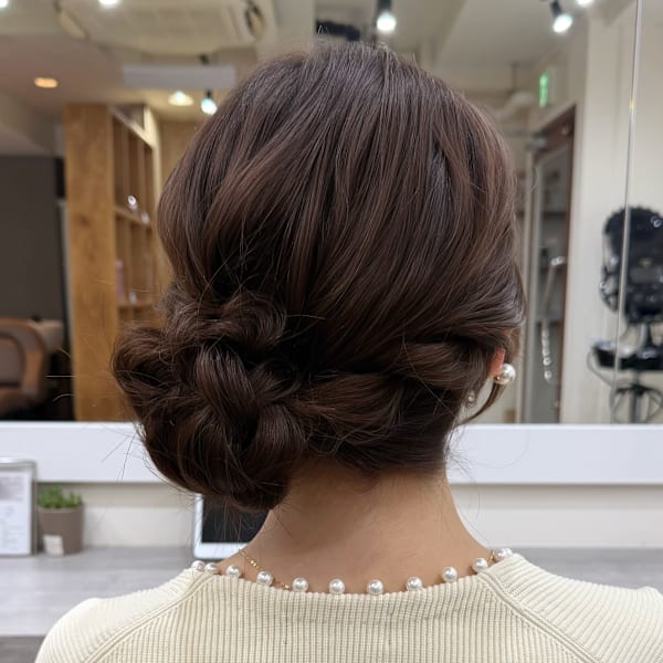 お呼ばれヘア/ヘアアレンジ/ヘアセット/編みおろしヘア