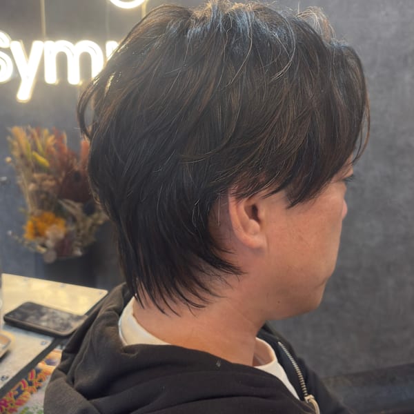 センターパート/ウルフ/ハイライト/メンズ