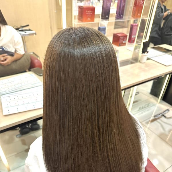 透明感カラー/ブリーチなしWカラー/髪質改善/伊勢原
