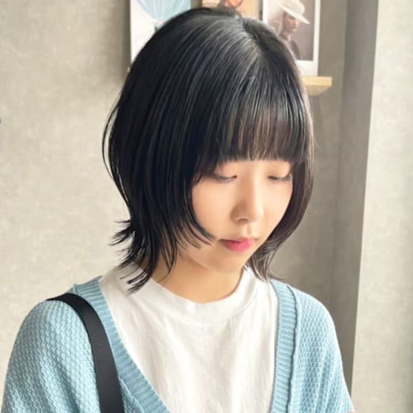ショートウルフ/顔まわり縮毛矯正