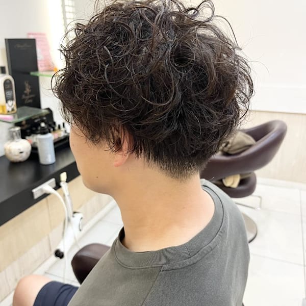 メンズパーマカーリーヘアシャドウパーマツイストスパイラル