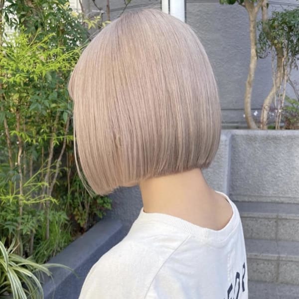 ホワイトブロンド/ハッシュボブ/パールベージュ/エンドカラー
