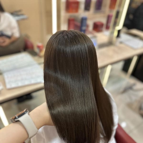 透明感カラー/ブリーチなしWカラー/髪質改善/伊勢原