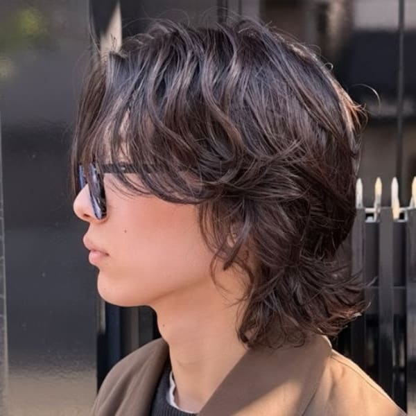 ニュアンスパーマメンズボブウルフカット