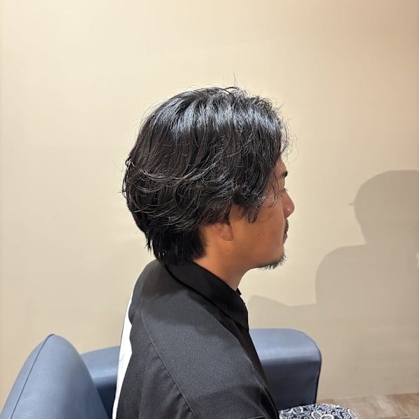 大人メンズミディアムスパイラルパーマメンテナンスカット