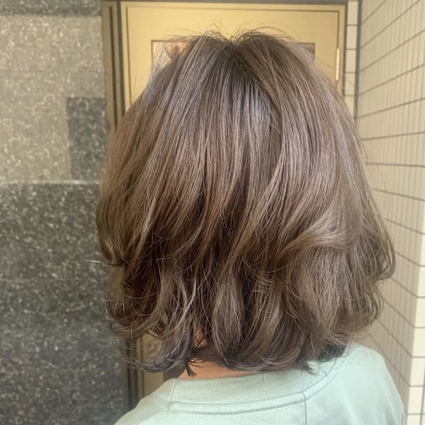 ボブ/酸性デジタルパーマ/オリーブベージュ/イルミナカラー