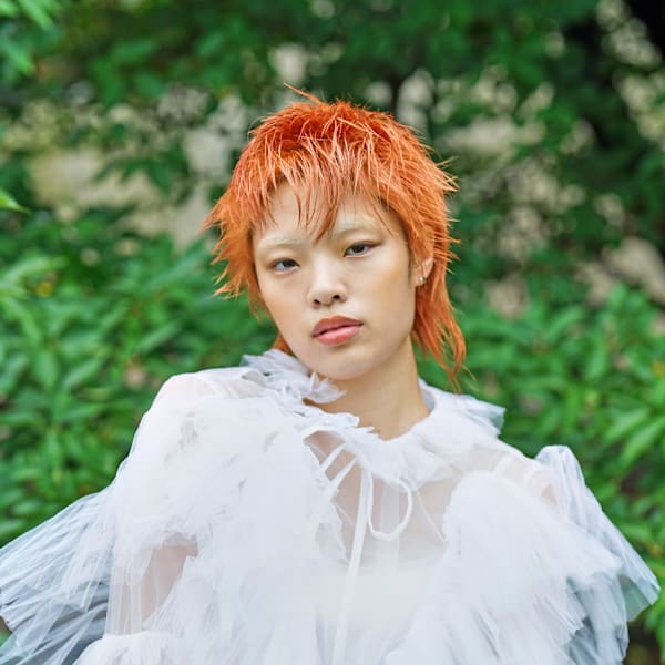 ショート、ブリーチカラー、オレンジカラー