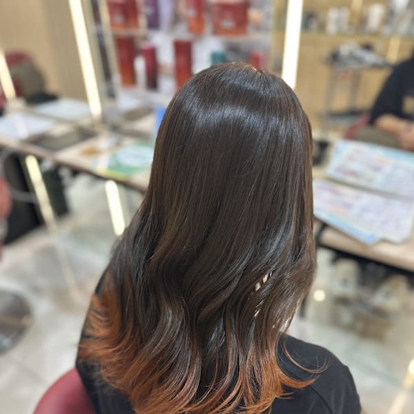 透明感カラー/ブリーチなしWカラー/髪質改善/伊勢原
