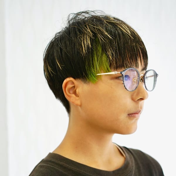 ツーブロックちらりグリーン|piquetoile