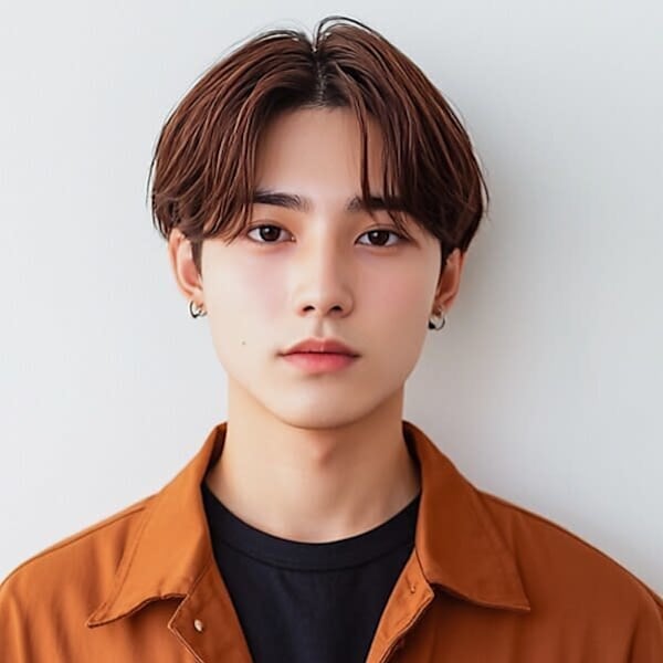 センターパート ニュアンスパーマ ブラウン カルマパーマ|髪質改善 SEPT. 天神大名