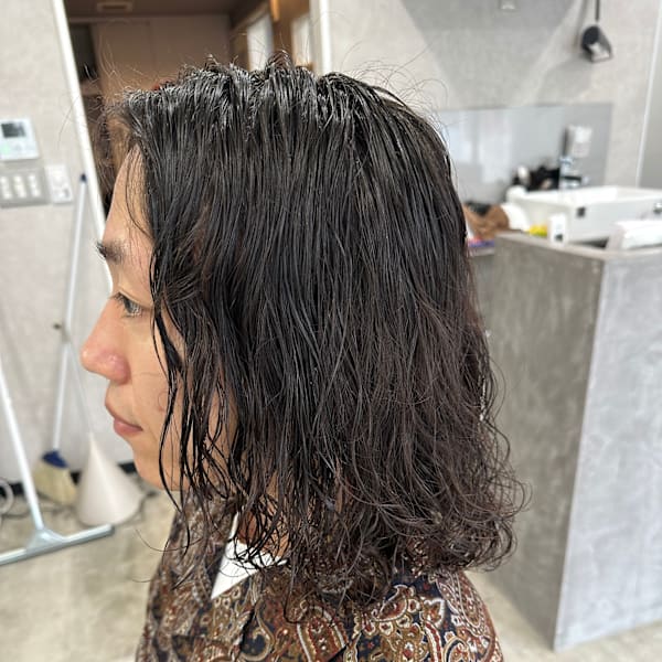 メンズロング×細かめ波巻きパーマ