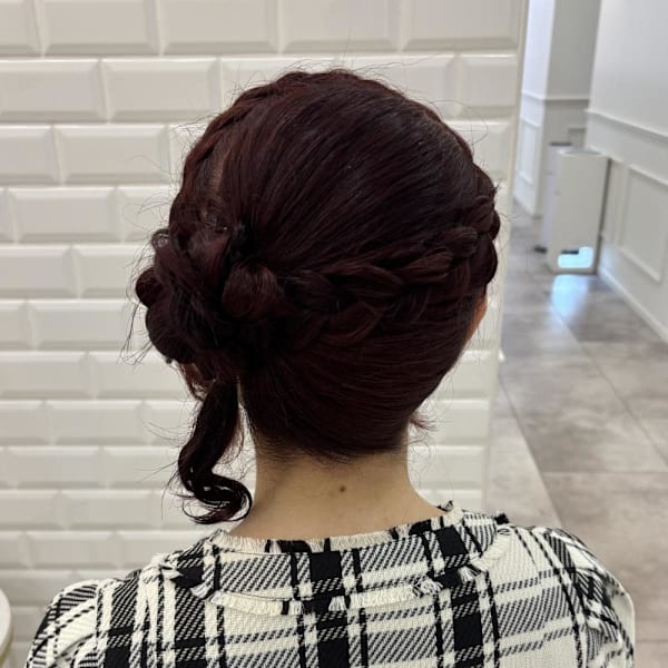 ブリーチなしWカラー*ワインレッド*まゆ