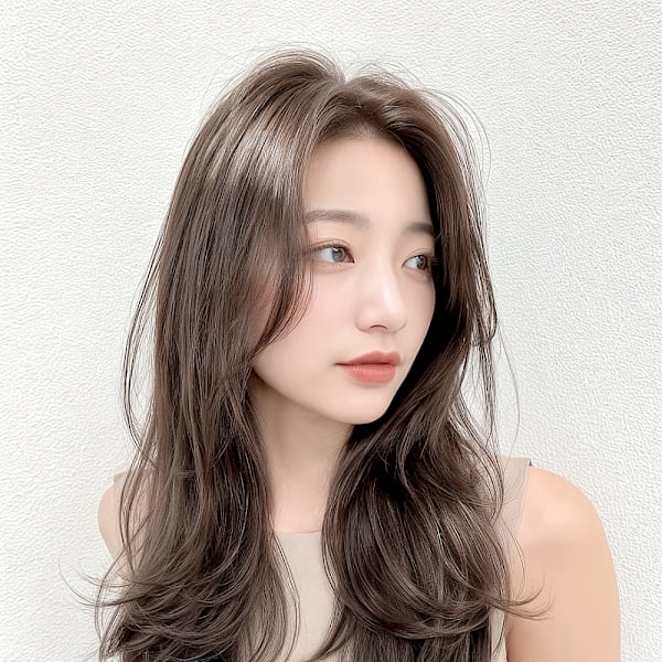 無造作ロングヘア×ツヤ感ブラウン