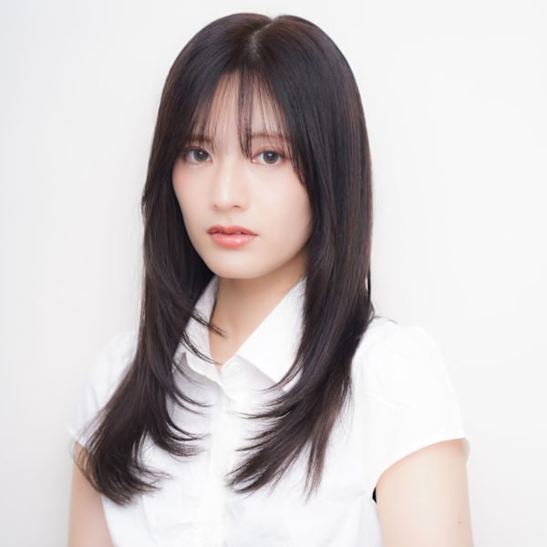 レイヤーカット ワンカール 顔周りカット 暗髪カラー 20代|髪質改善 SEPT. 天神大名