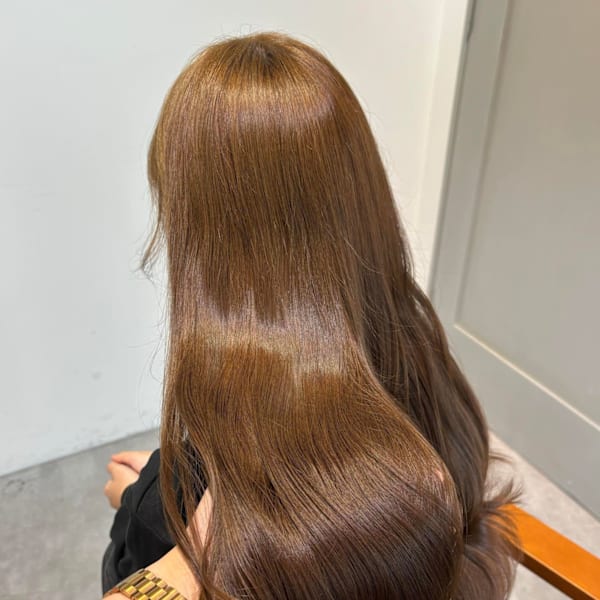 縮毛矯正/ストレートパーマ/くびれヘア/アプリコットオレンジ|HAIR LUMINAS by FORTE 髪質改善・縮毛矯正サロン【ルミナス】
