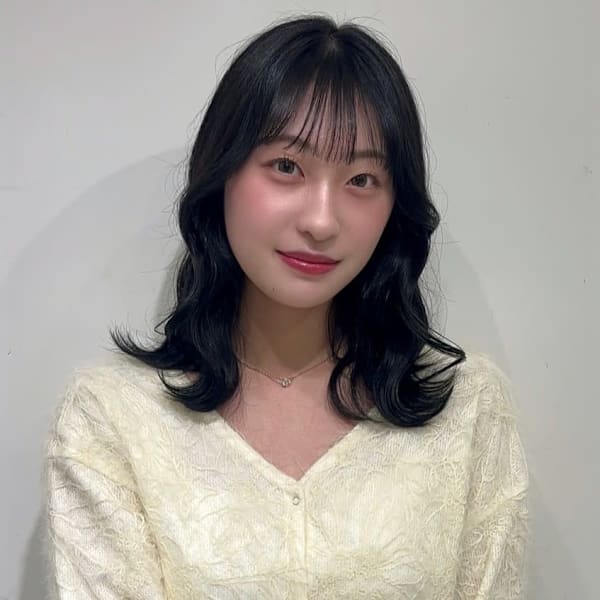 ブルーブラック ネイビー ミディアム ゆる巻き ウェーブ|Ai WilL