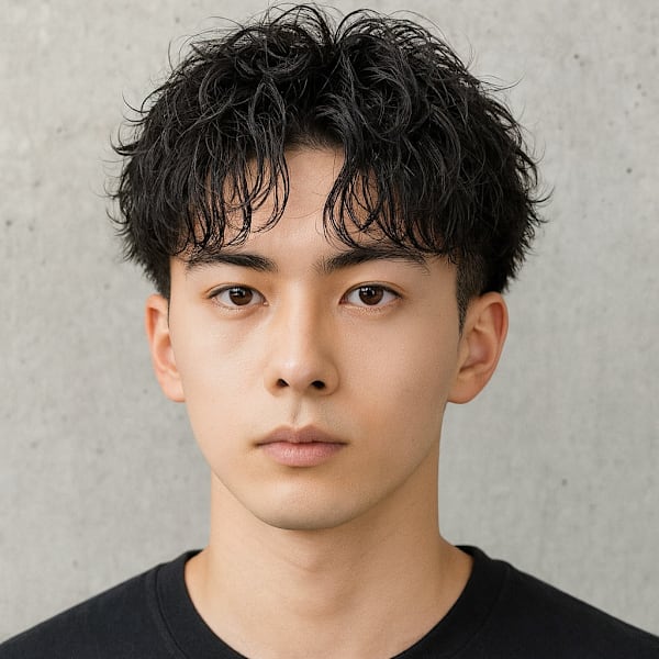 ツイストスパイラルパーマ センターパート 刈り上げ 20代|CAPA central 天神・大名店
