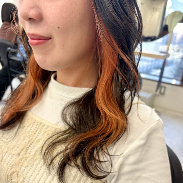 オリーブ×オレンジインナーカラー|EIGHT sapporo 札幌店