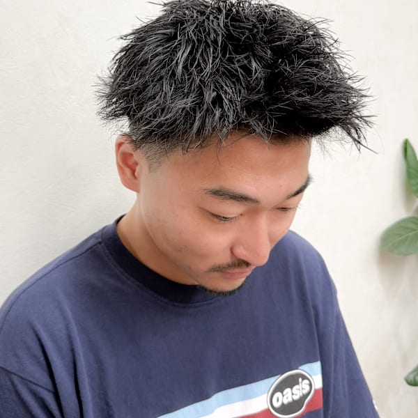 【メンズスパイキーショート×ピンツイストパーマ】