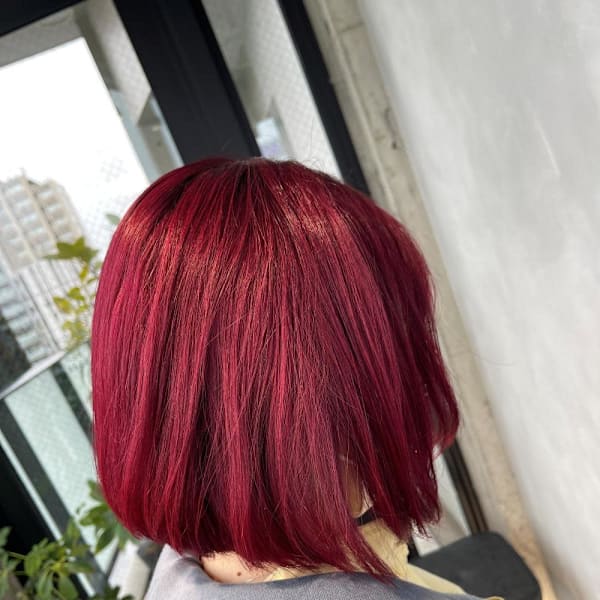 チェリーレッド/ワンレンボブ