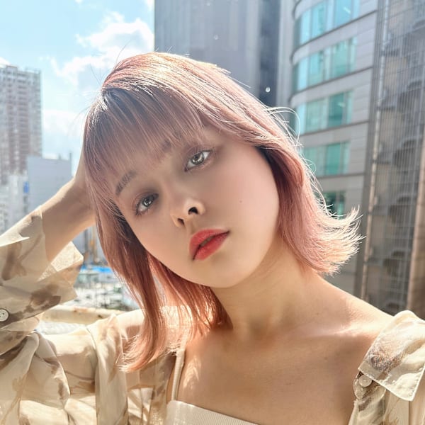 大人可愛いくびれヘア×ピンクベージュ