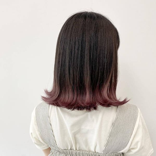 切りっぱなし裾カラーレッドバイオレット