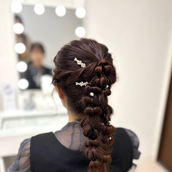 高めポニー編みおろし