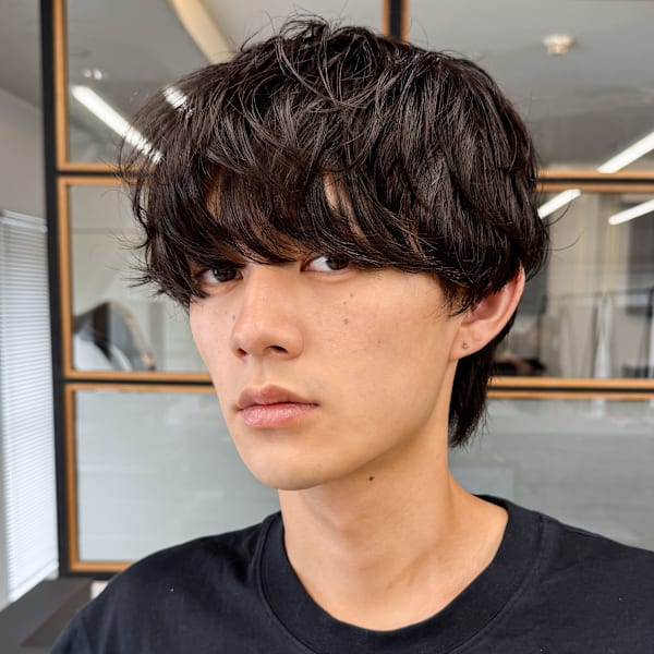 韓国風ツイスパ×マッシュウルフ清潔感無造作束感スタイル