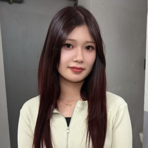 カシスラベンダー ストレート プルエクステ レイヤーカット