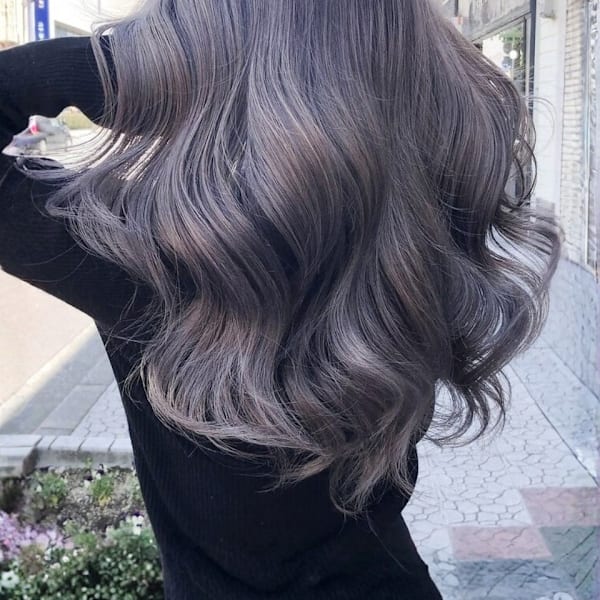 シルバーラベンダー ブリーチ プルエクステ 透明感カラー