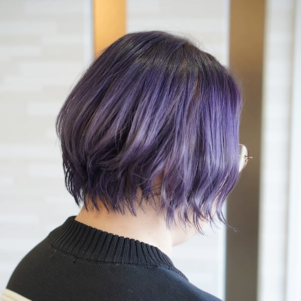 アメジストグラデーション×ハンサムウェーブショート|mouf -hair&eyelash-