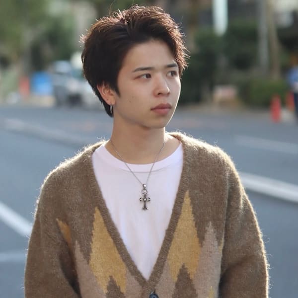 メンズショート　かきあげ　アップバング