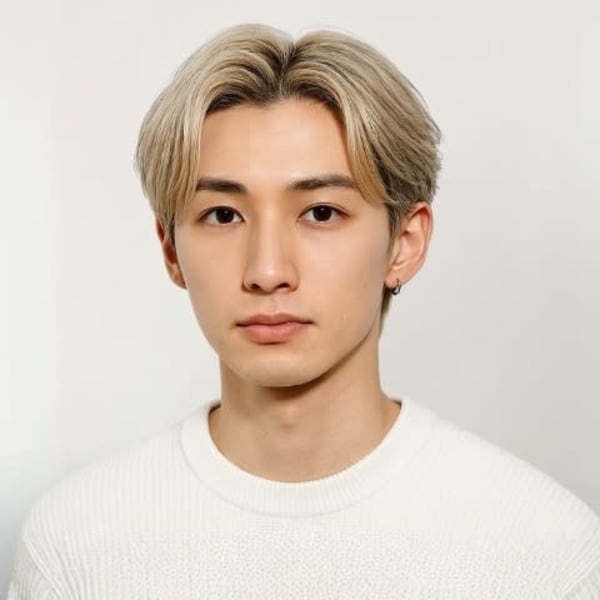 ブリーチ ハイトーン センターパート ツーブロック ブロンド|Men's salon SEPT. 博多