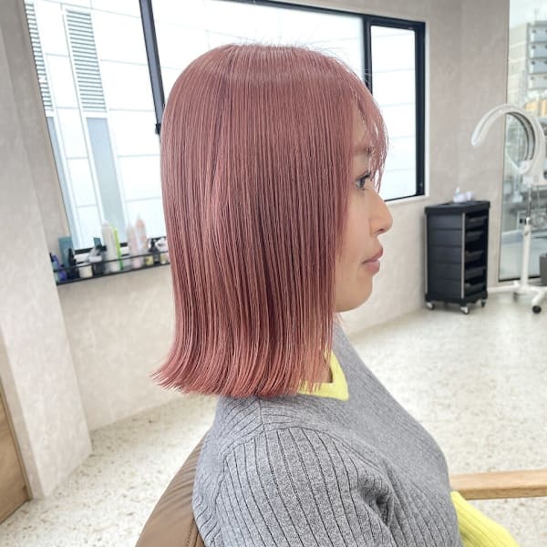 ピンクベージュ×ロブ