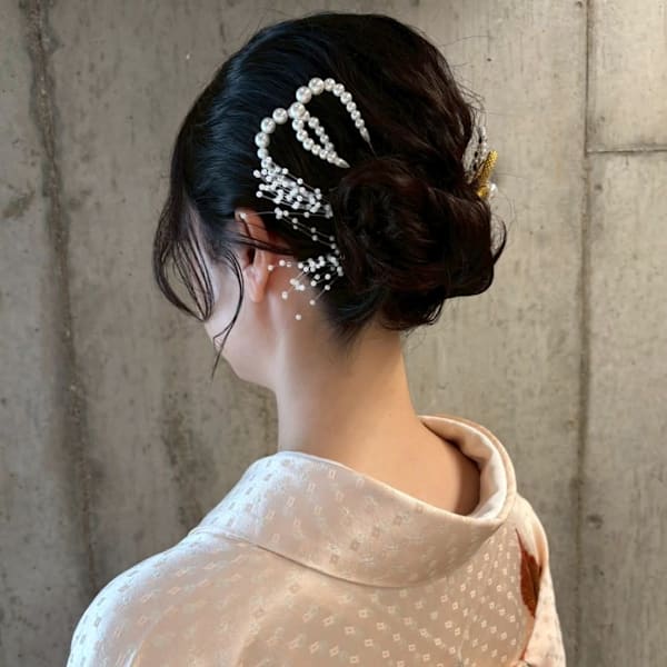 和装 ヘアアレンジ 緩めお団子 おくれ毛 ヘアセット アップ