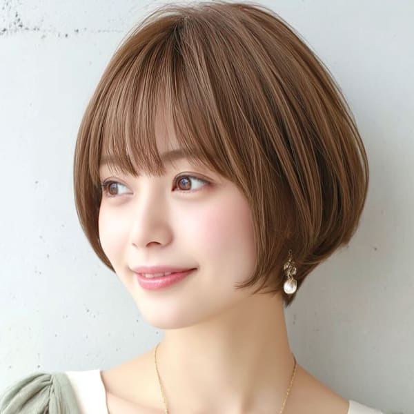 ショート ボブ ベージュ アッシュ 透明感 顔周り 30代