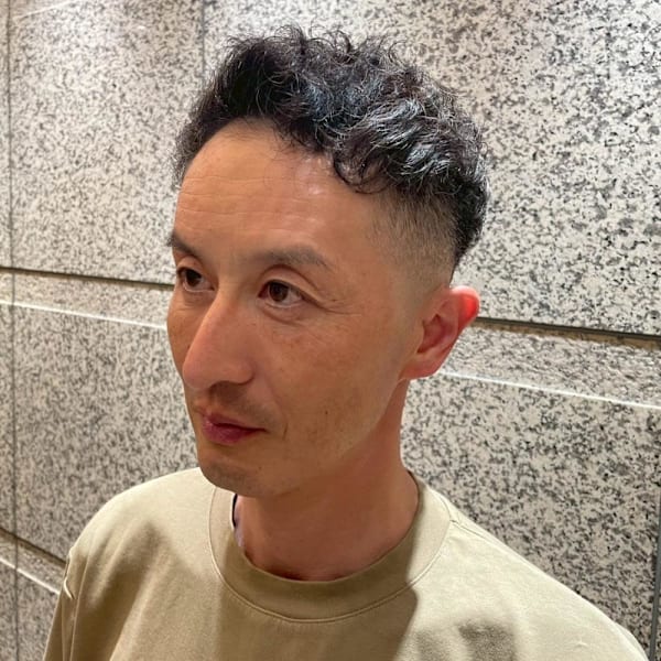 銀座　理容室　フェード×パーマ