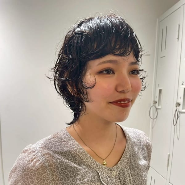 ウルフレイヤーショートボブニュアンスパーマパーマ横浜