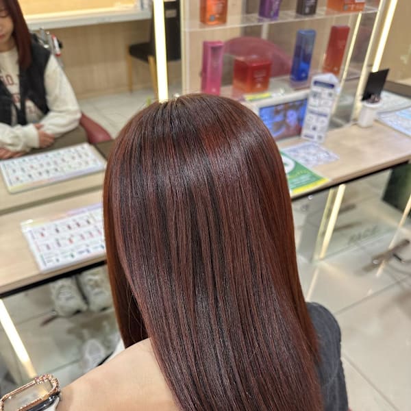 透明感カラー/ブリーチなしWカラー/髪質改善/伊勢原