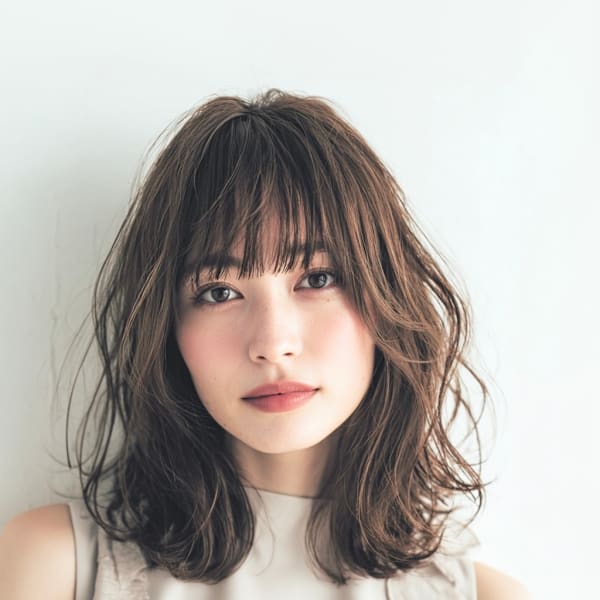 肩ぐらいの長さでふんわり柔らかい大人ヘア