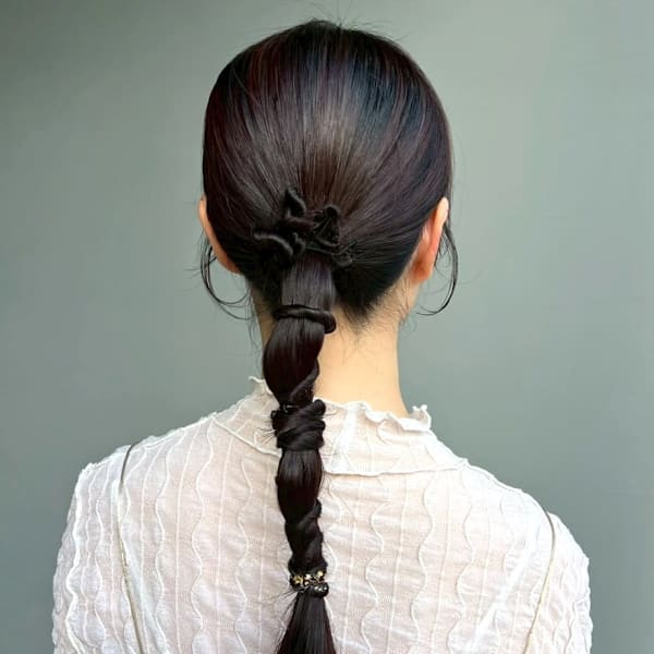 ヘアセット ローポニー 結婚式アレンジ ロングヘア 20代