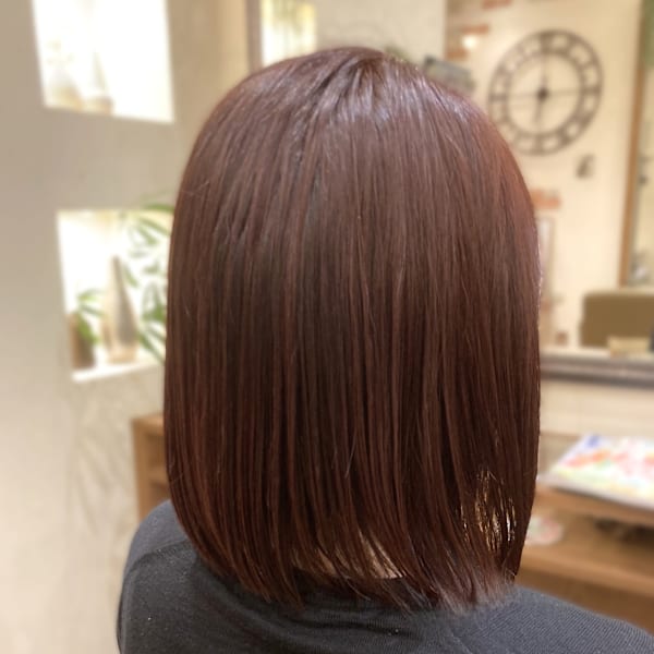 カシスピンクのストレートボブ☆|hairgarden Hug
