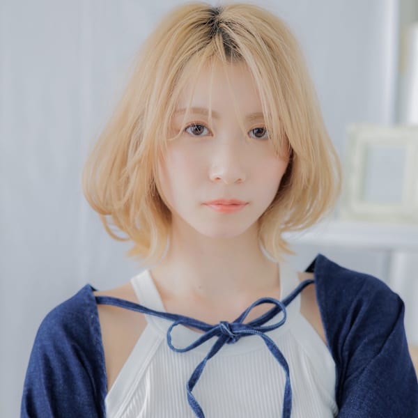 ブリーチオンカラーニュアンスパーマボブディ　ミニマルボブ|mod's hair【モッズヘア】越谷/越谷西口店
